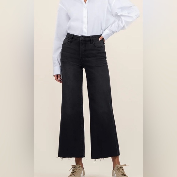 Women's KUT from the Kloth Meg Wide Leg Jeans | color: washed black | size 12 - Picture 1 of 10